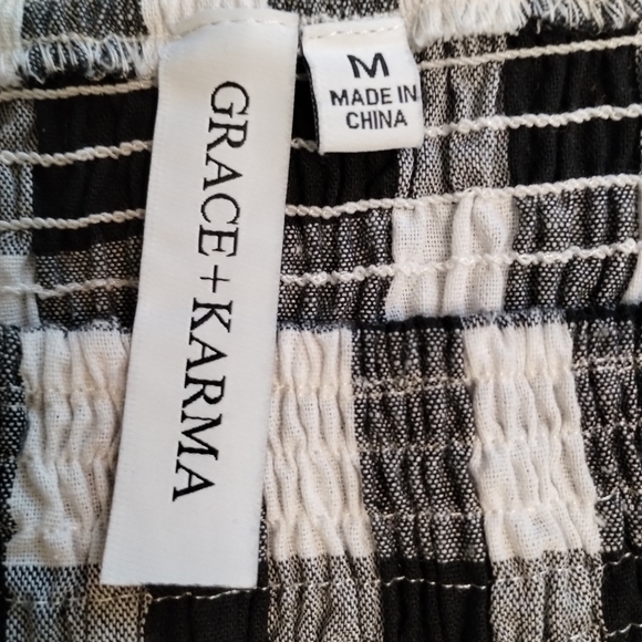 GRACE+KARMA Women's Puff Sleeve Ruffle Gingham Top Size M - Picture 7 of 11